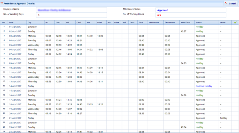 rikvin payroll crm attendance details