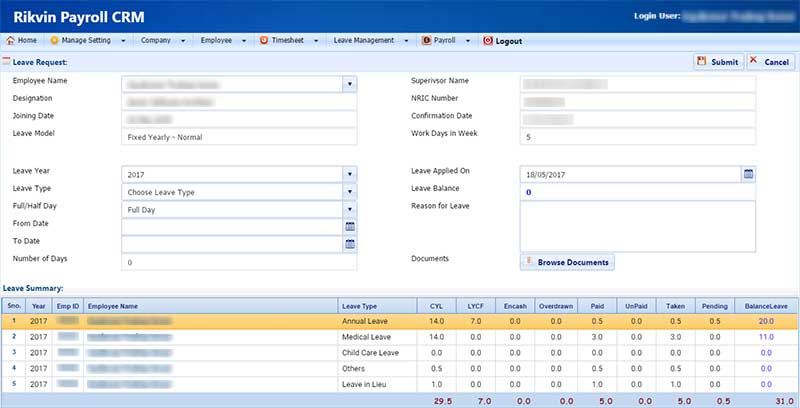 rikvin payroll crm leave request